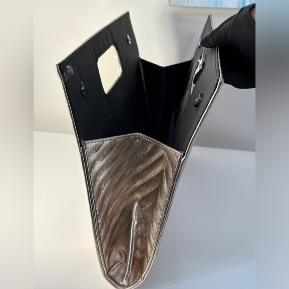 Rose Gold Metallic Clutch with Pearls - Picture 4 of 8